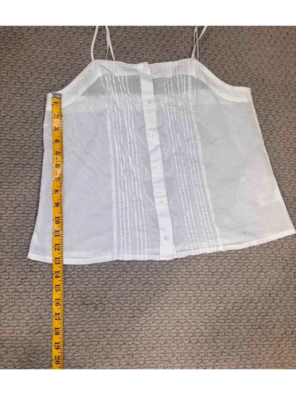 White Button-Front Cotton Eyelet Camisole